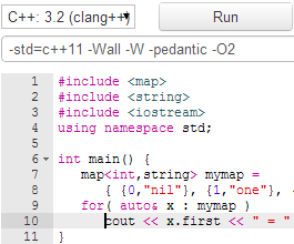 Online C++ compilers : Standard C++